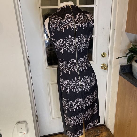 H&M Sleeveless Black Pencil Size 10 Body Con Dress y2k Pattern - Picture 12 of 15